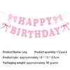 Pink glittery birthday banner with bows for celebration