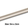 A long, light beige self-adhesive flexible wall skirting strip measuring 5 meters by 3 centimeters.