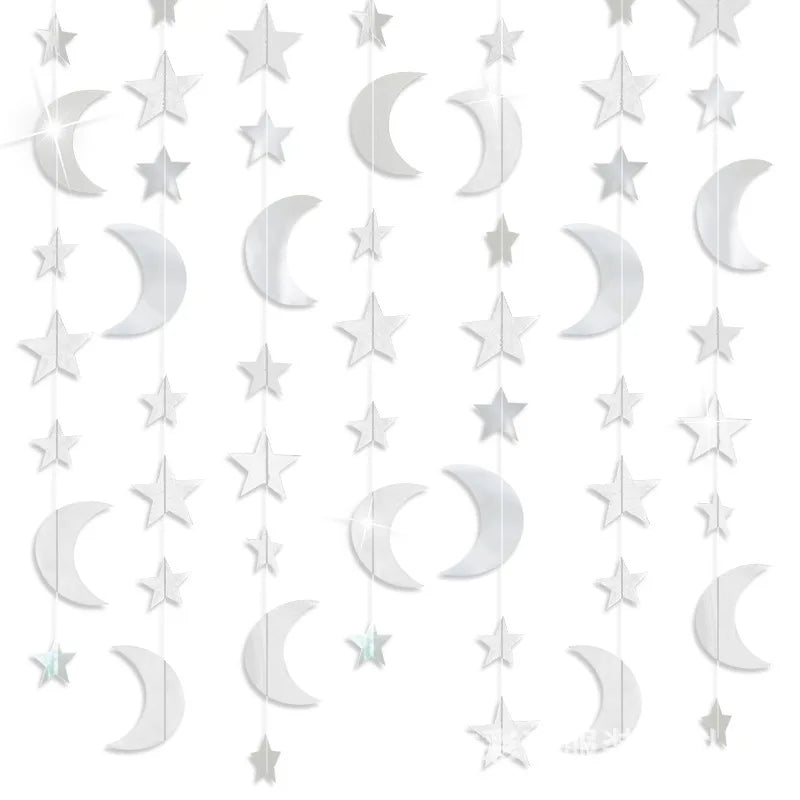 Metallic gold and silver star paper garland bunting for parties