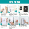Instructions for using reusable double-sided adhesive picture hanging strips to mount a frame on a wall.