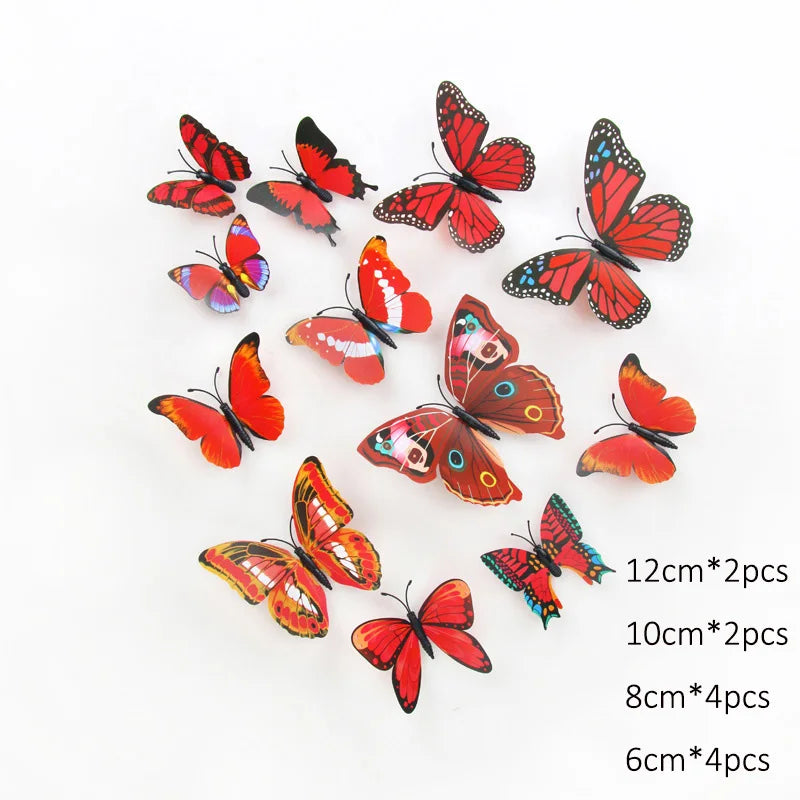 A collection of colorful 3D butterfly wall stickers in various sizes and colors.