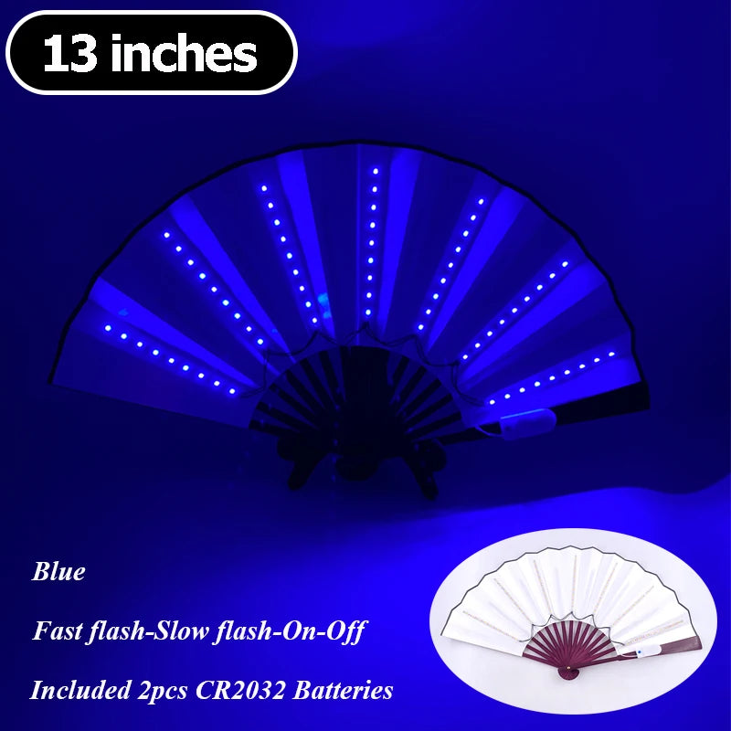 Blue multi-mode LED party fan with 13 inches of light and included batteries