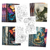 Un set de livres pour enfants sur le thème des dragons, avec des illustrations de dragons et de créatures mythiques.