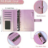 A6 binder cover in pink leather with a buckle closure and pen elastic loop.