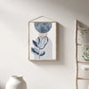 Abstract geometric wall art print featuring a blue circle and vertical lines on a light background