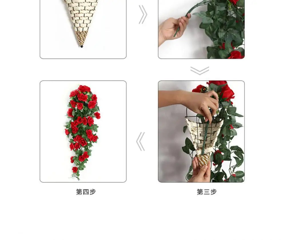 Silk Rose Hanging Vine - Faux Flower Garland for Home Décor