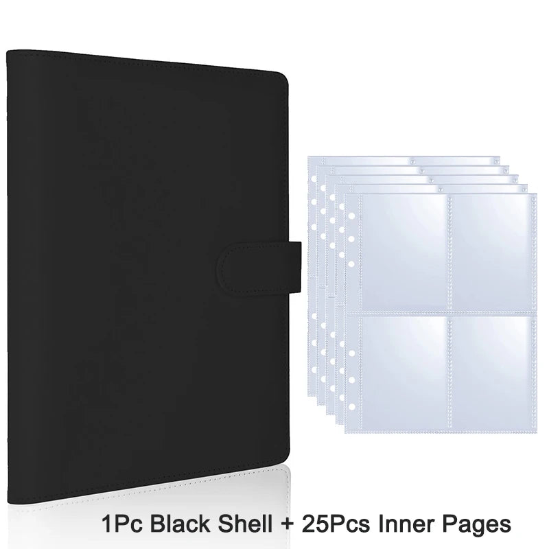 A black shell binder with 25 inner pages for storing Kpop photocards