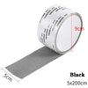 Black self-adhesive window screen repair patch roll with a 9cm width and 5cm length.