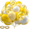 A bouquet of yellow and white chrome latex balloons for events