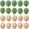 A set of sixteen matte olive green and nude colored balloons for birthday decor.