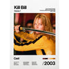 Movie poster for Kill Bill Volume 1 featuring a woman in yellow attire wielding a sword.