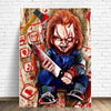 A detailed diamond painting kit featuring a portrait of Chucky the horror character.