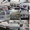 A series of Epson printing machines displaying various canvas prints and artwork.