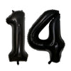 A set of two giant black foil balloons shaped like the number 14