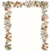 A long garland of artificial maple leaves and small flowers in muted autumn tones for decor.