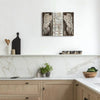 Farmhouse wing wooden frame wall art featuring a pair of feathered wings in a rustic wood background