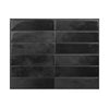 A rectangular panel of black self-adhesive tile stickers or wall decals.