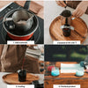 Four steps showing the process of creating candle color dye blocks from raw materials to finished product.
