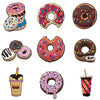 A collection of various colorful and decorated doughnuts shown in different shapes and glazes.