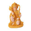 Handcrafted golden resin statue of Hanuman with a mace, seated for meditation and home decor