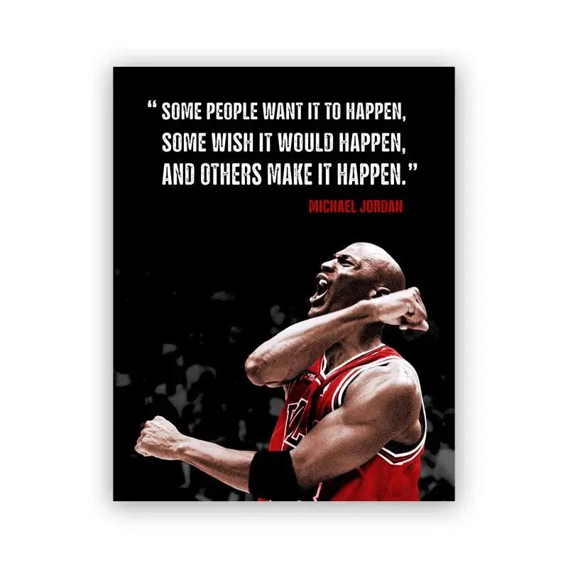 A black and white graphic featuring a quote about people wanting things to happen.