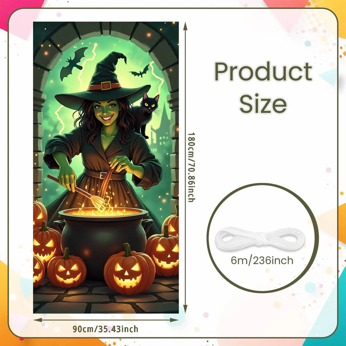 Large Halloween Witch Door Banner with Classic Spooky Design