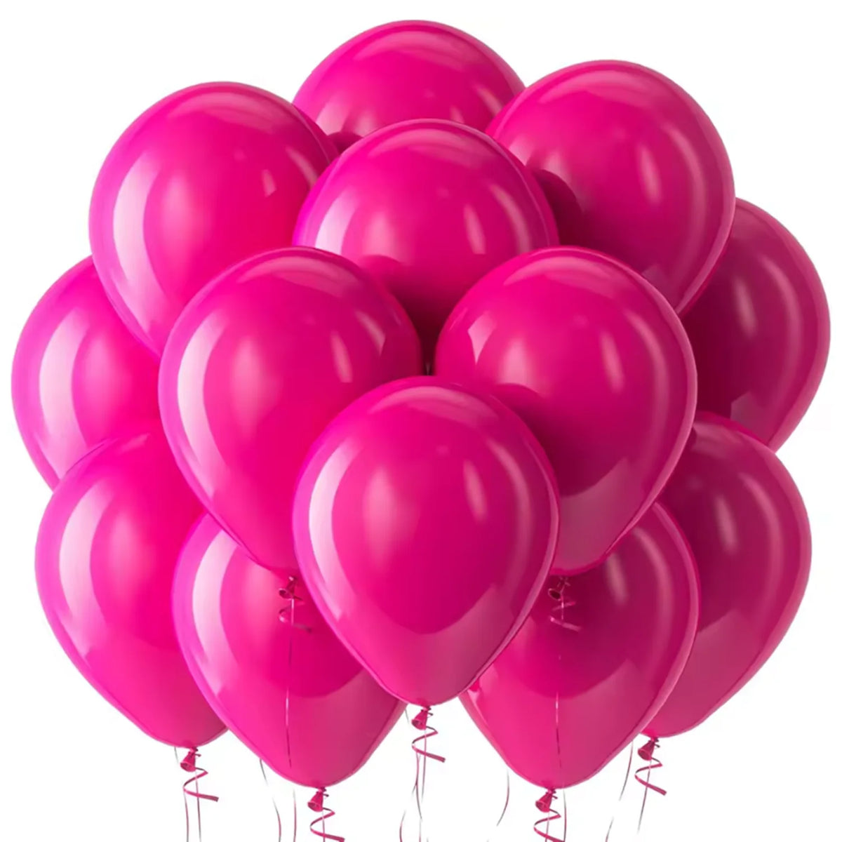 A cluster of bright pink latex balloons for a party pack.