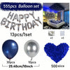 Set von 555 Silberbriefballons und blauen Ballons für Geburtstagsfeiern
