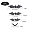 Various sizes of black PVC bat wall decor pieces shown with corresponding piece counts.
