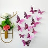Affichage d'autocollants de papillons roses et violets sur fond blanc.