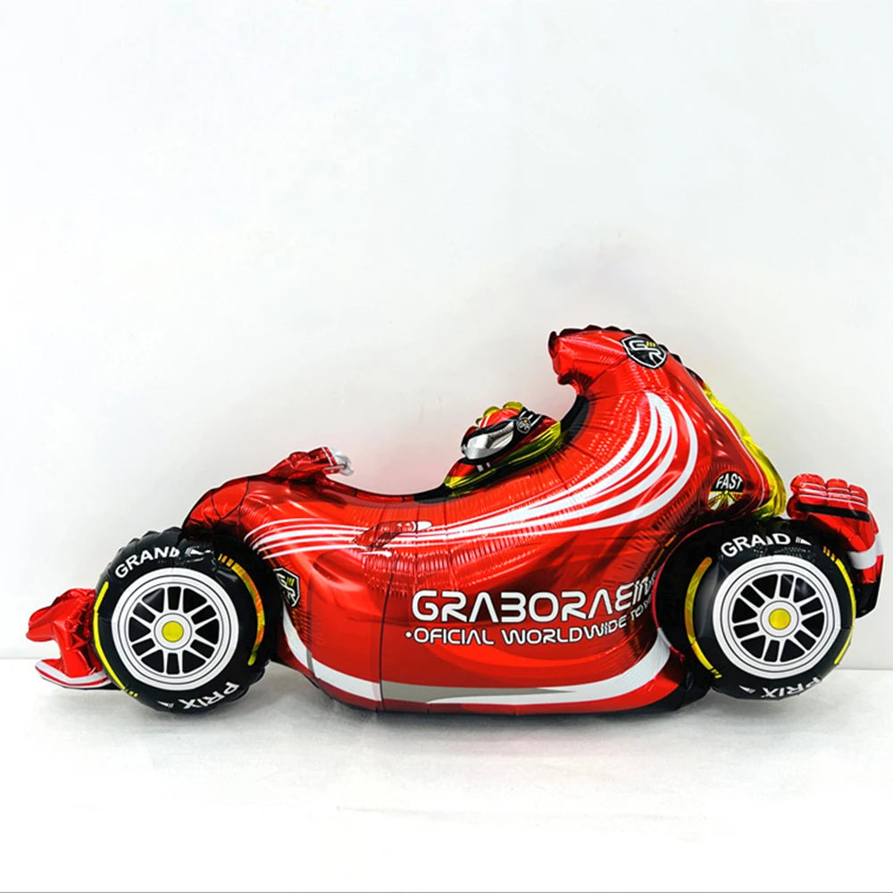 Drapeau de course rouge avec un design de voiture et de pneus pour fêtes