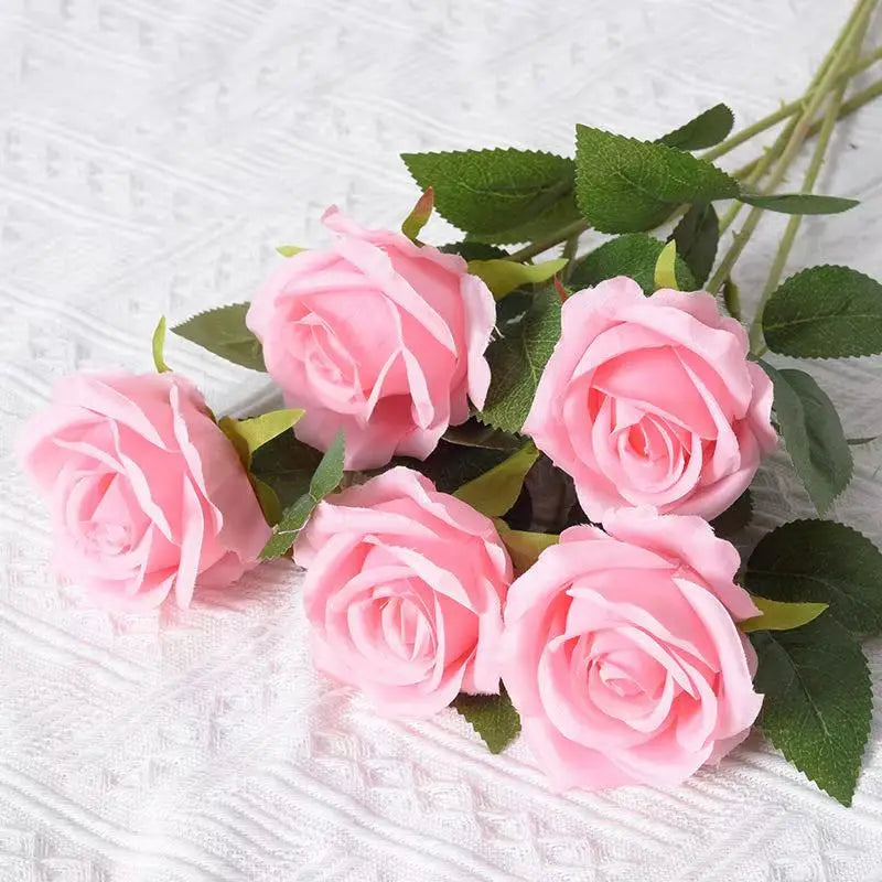 Realistic Velvet Artificial Roses – 20" Stems for Weddings & Home Décor