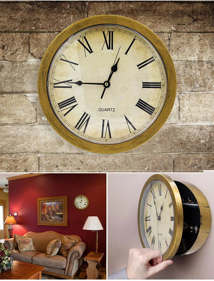Hidden Compartment Wall Clock Safe