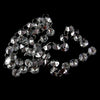 A close-up of crystal glass octagon bead curtain strands arranged in an elaborate, flowing pattern.