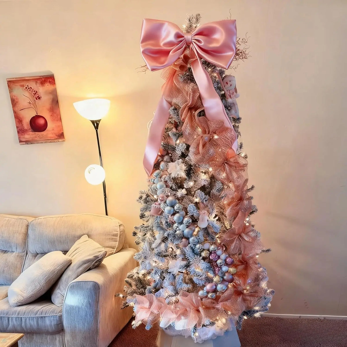Giant Pink Satin Ribbon Bow Wall Decor for Birthday & Coquette Room
