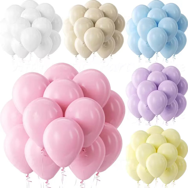 A pack of pastel pink and blue latex balloons for a party