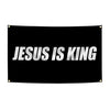 Black banner with white text that reads Jesus is King