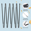 A set of black fiberglass rods for a table balloon arch kit shown with instructions.