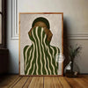 Abstract African Woman Canvas Art – Black & White Striped Print