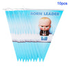 A pack of 10 disposable paper plates featuring a cartoon baby leader character for parties