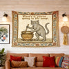 Medieval Cat in Soup Tapestry – Quirky Wall Hanging