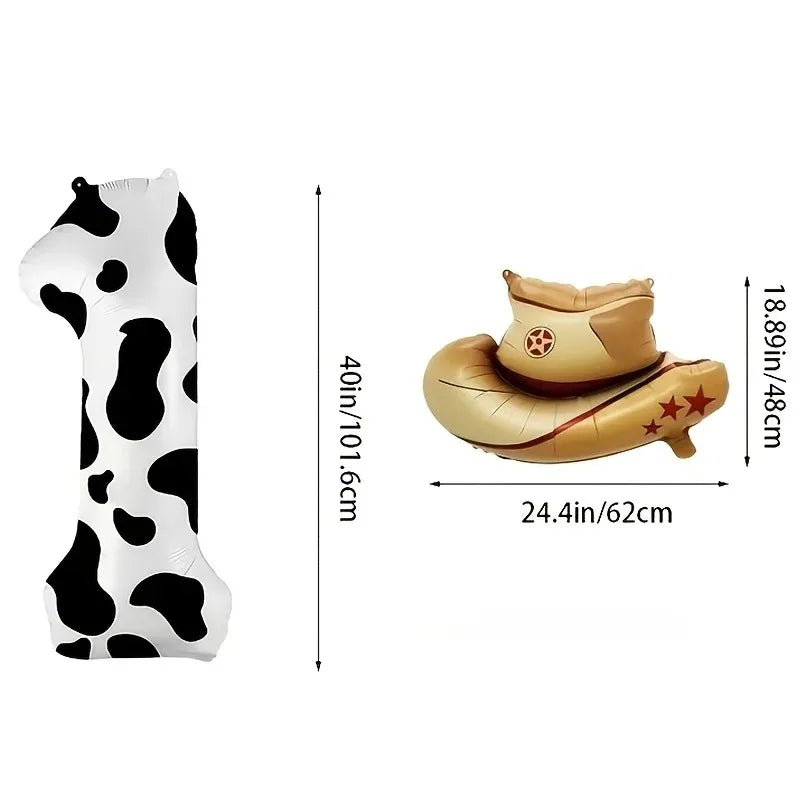 40-Inch Cowboy Cow Number Foil Balloon Set