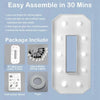 A white light-up marquee letter frame with a mirror insert and included components for easy assembly.