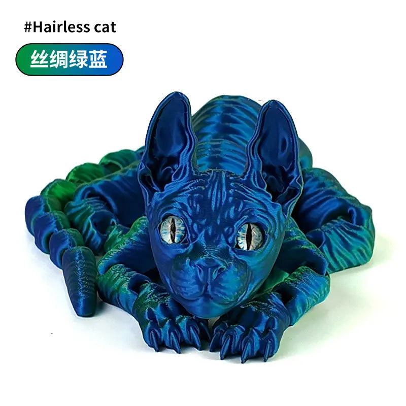 A blue textured figurine of a cat head with large ears, made from silicone or similar material.