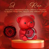 Rotating Hugging Bear Jewelry Box with Rose