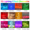 A grid showing twelve different colored LED lighting effects or neon signs for personalized wall decor.