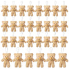 A set of mini plush teddy bear keychains in various shades of tan and beige.