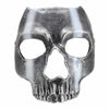 A silver resin full face mask shaped like a human skull for Halloween