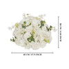 A round centerpiece arrangement of white roses and greenery for a floral display.