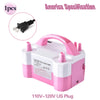 Pompe à air électrique portable rose avec cordon et fiche pour prises américaines.